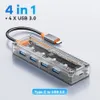 Transparent 5 in 1 USB 3.0 HUB Type C HUB To USB3.0 High Speed Splitter Box 4 Ports Usb Charging Adapter For PC