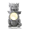 Gardendecoraties Goodeco Dragon Standbeeld ornamenten Zonne -aangedreven LED -lichten buiten met starende bal draken Figurine Decoratie 230422