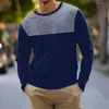 Camisetas para hombre, camiseta de manga larga con estampado de rayas a la moda, camisa informal diaria para hombre, camisetas de algodón de alta calidad de otoño, cómodas y de gran tamaño