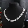 Chaîne cubaine plaquée platine de 8mm, collier Miossanite, bijoux à la mode, collier en argent, 16 pouces