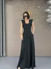 Kobiety Jumpsuits Rompers Superaen Summer Black Suit Kobiet Summer Thin Fashion V-Neck Sleveles Talle Solid Wide Noge Scossuit 230422