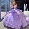 Lavender Sweetheart Quinceanera Dresses Party Off the Shoulder Evening Prom Dress for Women Tulle Applique Lace Beads Ball Gown