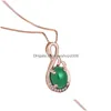 Hanger Kettingen Groene Ovale Jade Ketting S925 Sier Plated Engagement Bruiloft Sieraden Kerstcadeau Drop Delivery Hangers Dh5Fj