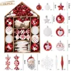 Décoration de fête 70pcs / boîte Boule d'arbre de Noël Ornements Flocon de neige Bonhomme de neige Étoile Pendentifs suspendus Noel Navidad Accueil 2024 Année Cadeau