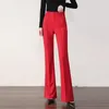 여성용 바지 Capris High Elastic Spring Spring Summer Flare Pants Plus 3XL 캐주얼 스트레이트 바지 여성 작업복 바지 한국 느슨한 엄마 바지 230422