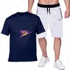 Yaz Tasarımcısı Trailtsuit Erkekler Marka Logo Tişört ve Şort Seti Jogging Fitness Sportswear 2 Parça Takım Pamuk Karışımı O Boyun Kısa Kollu Tees Erkek Track Suit