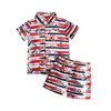 Clothing Sets Kids Baby Boy Beach Suits Summer Fashion Printed Short Sleeve Lapel Button Down Shirts And Pants 2Pcs Casual 1-6Years