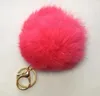 Mais vendido chaveiro de bola de pele de coelho real bola de pele macia adorável chaveiro de metal dourado bola pom poms chaveiro de pelúcia chaveiro de carro bolsa brincos acessórios