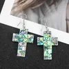 Dangle Boucles D'oreilles 1 pcs Bijoux De Mode Naturel Abalone Shell Cruciforme Boucles D'oreilles Femmes Charme Affichage Accessoires Crochet Memorial Day Cadeaux