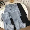 Jeans femininos 2023 Mulheres primavera Summer Summer coreano de estilo alta calça cortada de bota moda feminino