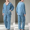 Nachtkleding voor heren Dikke pyjama's voor heren Winterloungekleding Pluche warme jas Koraalfleecebroek Set voor gezellige homewear