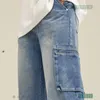 Mäns jeans 2024 Vår/sommar amerikansk vintage tvätt gjorde gamla raka ben slacks män