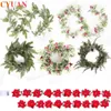 Christmas Decorations wreath pine cones red berries bonsai grapes Year stove wall decoration house 231121