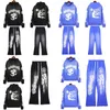 Men s hoodies tröjor Hellstar Blue Yoga Hoodie tvättade och slitna tunga tryckta kvinnors avslappnade tröja 231122