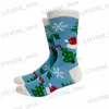 Skarpetki męskie 2023 Nowe skarpetki świąteczne Winter Men Women Santa Claus Socks Elk Tide Sock Choink Tree Bawełna Szczęśliwe Nowy Rok śmieszne skarpetki T231122