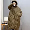 Kvinnors dikerockar 2023 Kvinnor Down Cotton Coat Winter Jacka Kvinnliga Loose Parkas Långt huva Outwear Varmt tjockt snökläder överrock