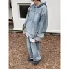 Men's Hoodies Sweatshirts Japanese Vintage Men Denim Hooded Jacket Sweatshirts Streetwear Casual Y2k Tops Loose Washed Hoodies Harajuku Pullovers 231121