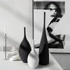 Vase en céramique noir et blanc, Design créatif Simple, décoration artistique faite à la main, modèle de salon, décoration de maison, 211315H