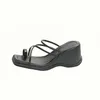 Sandaler kvinnors tofflor fyrkantiga tå läder plattform damer skor sommar mode tjock botten kvinnlig kvinna flipflops 230421