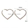 Stud Studörhängen överdriven strass mode Big Heart Crystal Hoop för kvinnor geometriska strass smycken tillbehör släpp deli dhj5p