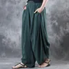 Damesbroek capris zanzea zomer elastische taille losse wijd been broek vrouw katoen linnen vintage vaste baggy harem broek broek broek pantalon femme 230422