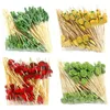Forks 100 Pcs 4.7 Inch Bamboo Cocktail Picks Handmade Natural Party Toothpicks Decorative Eco-Friendly Appetizer Skewers