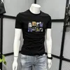 Männer T-shirt Kurzarm Brief Gedruckt Sommer Neue Casual Rundhals Hübsches Top Europäischen Mode Slim Fit Männliche Tees m-7XL