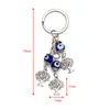 Antik silverlivslivslängd Charm Evil Eye Key Rings Keychain Fatima Hand Keyrings för grossist