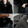 Damen-Pelz-Vintage-Kapuzen-Plüsch-Outwear-Frauen-beiläufige Nachahmung-Nerz-warme Winter-Jacke lose übergroße starke winddichte gefälschte koreanische Mantel