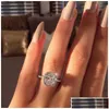 Wedding Rings Car Dvr Rings Choucong Promise Ring 925 Sterling Sier Cushion Cut 3Ct Diamond Engagement Band For Women Men Jewelry Drop Dhsyv