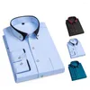 Camisas casuales para hombres Hombres Camisa de otoño Contraste Color Solapa Negocio Suave Transpirable Oficina Top Plus Tamaño Antiarrugas Longitud media