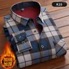 Mannen Casual Shirts Collectie Harajuku Warm Plaid Shirt Fleece En Dikke Lange Mouw Mannelijke Kleding 9 Kleur L-5XL K15