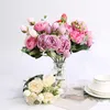 Artificial Flowers Peony Bouquet Silk Rose Vase for Home Decor Garden Wedding Decorative Fake Plants Christmas Garland Material SZ03210