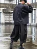 Pantalons pour hommes décontracté Capris Design plissé foncé japonais vêtements de travail multi-poches lâche large jambe droite pantalon pour hommes Boun22