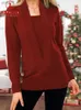 Kvinnors tröjor Fashion Solid Color Sweaters For Women Patchwork Design V-Neck Long Sle Spring Autumn Casual Pullovers Topl231122