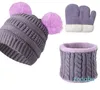 Casquettes de balle femmes épaissi velours coupe-vent tricoté chapeau cou gant trois pièces ensemble écharpe gants garçons