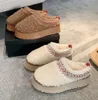 Uglis Sherpa polaire pantoufle moelleux Tazz tresse éraflures Mules ugglie-4 Tasman châtaigne avec laine fourrure diapositives femmes Ultra Mini plate-forme botte chaussures à enfiler ghty