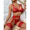 Lenceria Sensual Mujer Women's Hollow Out Underwear Erotic Lace Sexy Bra G String Garter Set Lingerie