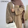 Abbigliamento etnico Abaya di velluto a coste per le donne Musulmano Dubai Kimono Abaya Inverno caldo cardigan spesso Arabo Femme islamico Modesto cappotto lungo abito