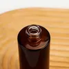 Amber Glass Pump Bottles Flat Axel Axelable Spray Bottle For Serum Essential Oil Parfym Lotion 30 ml 50 ml 80 ml 100 ml QHFGP