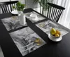 Table de table de marbre de marbre couleur placemat de gris noir pour la vaisselle de table de table de cuisine de cuisine pad 4 / 6pcs décoration de la maison