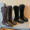 Boots Girls Long 2024 Autumn Winter Children High Sleeve British Style Kids Fashion Simple Color Pu Casual 231122
