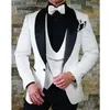 Costumes pour hommes Rose Floral Jacquard Mariage Tuxedo pour le marié Châle Revers 3 pièces Slim Fit Hommes Mode Blazer Gilet avec pantalon