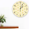 Horloges murales géométriques fleurs Orange blanc plante horloge Design moderne silencieux chambre salon décoration ronde suspendue