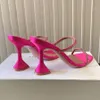 Amina Muaddi Sandals 95mmクリスタル装飾されたギルダスリッパストラップスプールヒールスリッパ女性サマーラグジュアリーデザイナーシューズバンケットドレス女性靴