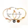 Bangle Knot Heart Armband Bangle Rose Gold Sier Color Zodiac Signs 12 Constellation Men Eloy Round Pendant Charm Chain Jewelry for D Dhiyd
