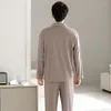 Vêtements de nuit pour hommes printemps et automne Cardigan modal mode col polo ameublement ensemble de pantalons à manches longues