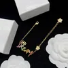Vintage designer halsband lyxiga mode kvinnors halsband guldhänge örhänge armband bokstav färgglad armband för kvinnor smycken set