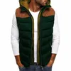 Men's Vests 2023 Winter Fashion Casual Color Block Cotton Coat With Hat Vest