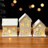 Kerstversiering Kerstornament Led-licht houten huis met sneeuwvlok Lichtgevende cabine 231121
